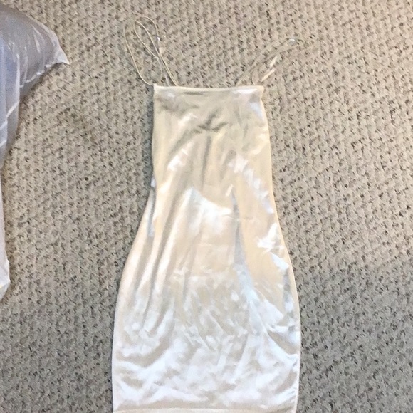 White Satin Mini Dress - Picture 1 of 2
